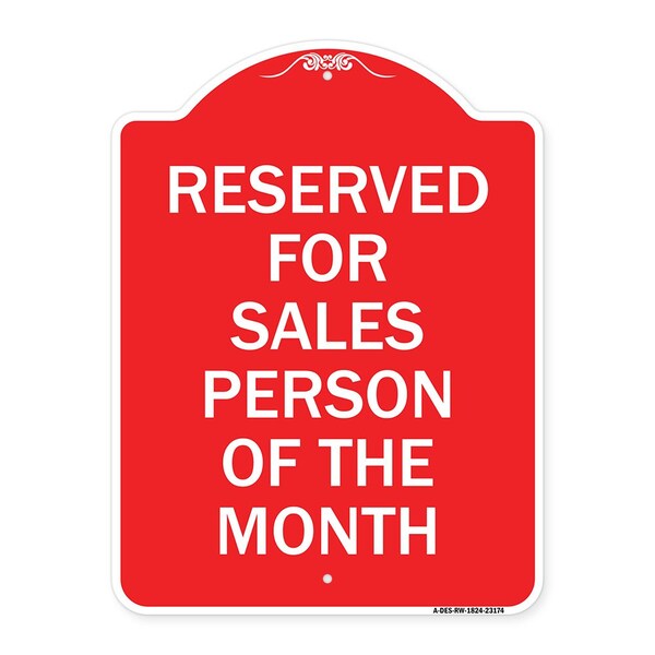 Reserved for Salesperson of Month, Red & White Aluminum Architectural Sign, 18" x 24", RW-1824-23174